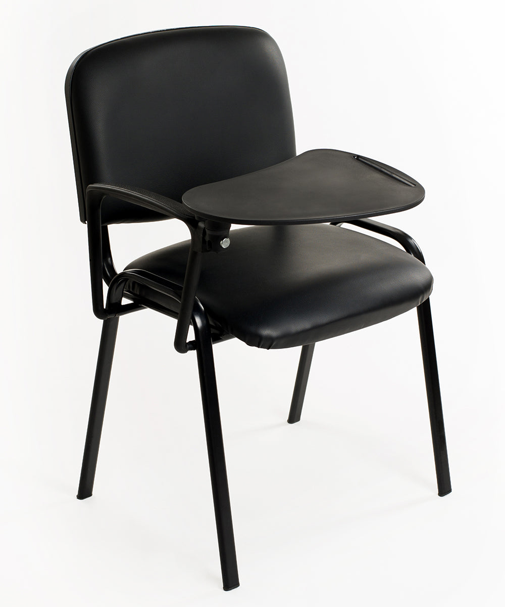 Set di 6 sedie impilabili in Ecopelle Nera con Ribaltina scrittoio tavoletta per studio sala conferenza convegni