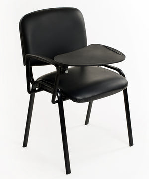 Set di 6 sedie impilabili in Ecopelle Nera con Ribaltina scrittoio tavoletta per studio sala conferenza convegni