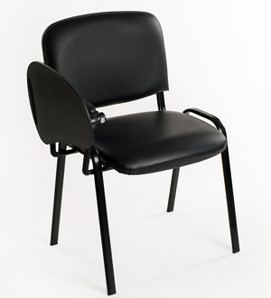 Set di 6 sedie impilabili in Ecopelle Nera con Ribaltina scrittoio tavoletta per studio sala conferenza convegni
