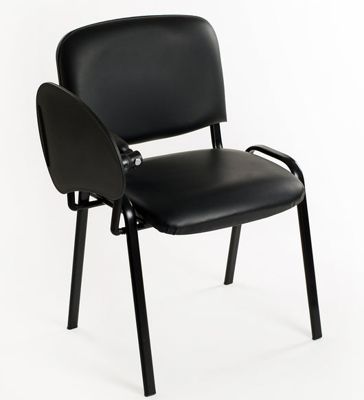 Set di 6 sedie impilabili in Ecopelle Nera con Ribaltina scrittoio tavoletta per studio sala conferenza convegni
