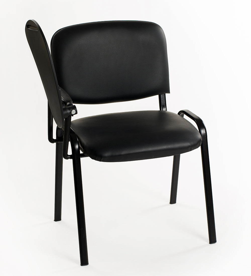 Set di 6 sedie impilabili in Ecopelle Nera con Ribaltina scrittoio tavoletta per studio sala conferenza convegni