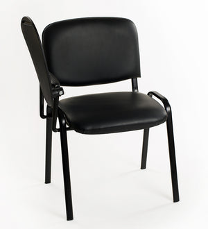 Set di 6 sedie impilabili in Ecopelle Nera con Ribaltina scrittoio tavoletta per studio sala conferenza convegni