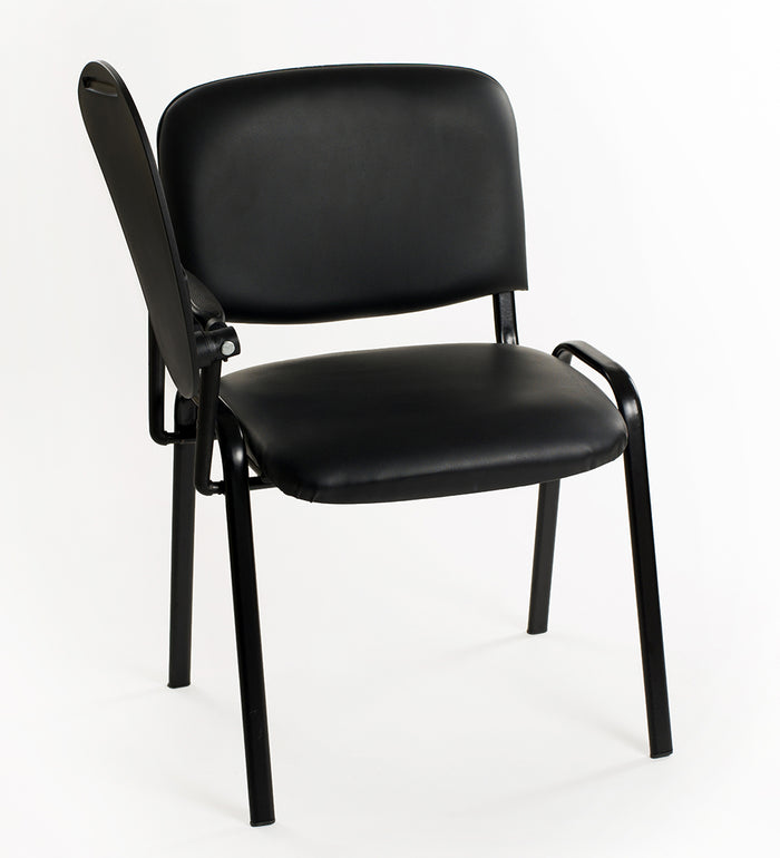 Set di 6 sedie impilabili in Ecopelle Nera con Ribaltina scrittoio tavoletta per studio sala conferenza convegni