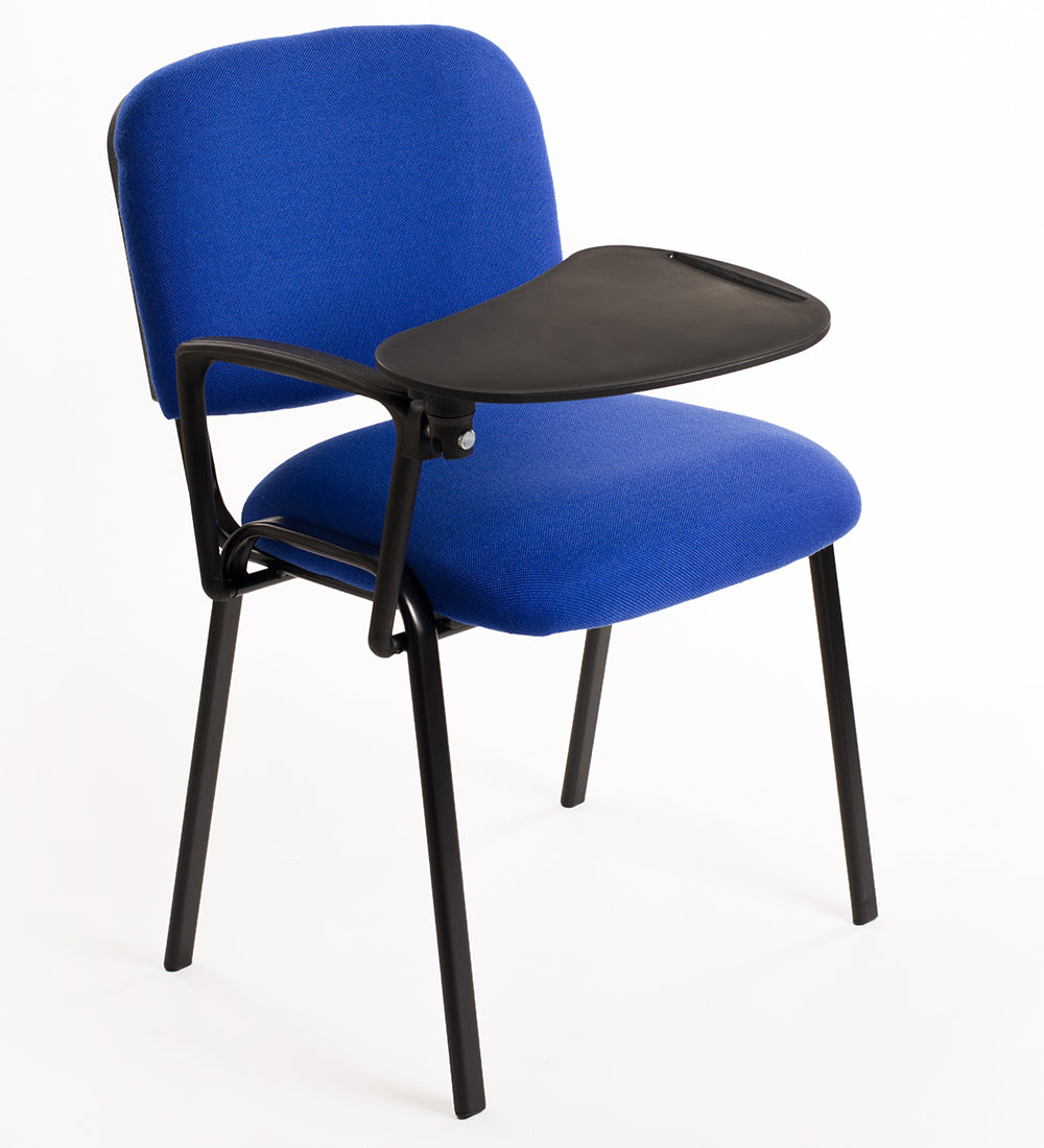 Set di 6 sedie Impilabili in Tessuto Blu  con Ribaltina scrittoio tavoletta per studio sala conferenza convegni