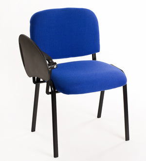 Set di 6 sedie Impilabili in Tessuto Blu  con Ribaltina scrittoio tavoletta per studio sala conferenza convegni