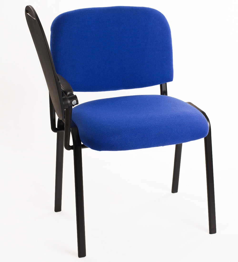 Set di 6 sedie Impilabili in Tessuto Blu  con Ribaltina scrittoio tavoletta per studio sala conferenza convegni