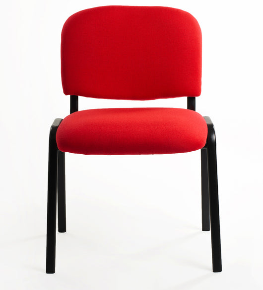 Set Di 6 Sedie Per Sala attesa Ufficio Studio Conferenze Riunione Ospite Impilabili Imbottite In Tessuto Rosso 