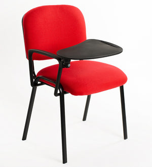 Set di 6 sedie Impilabili in Tessuto Rosso  con Ribaltina scrittoio tavoletta per studio sala conferenza convegni