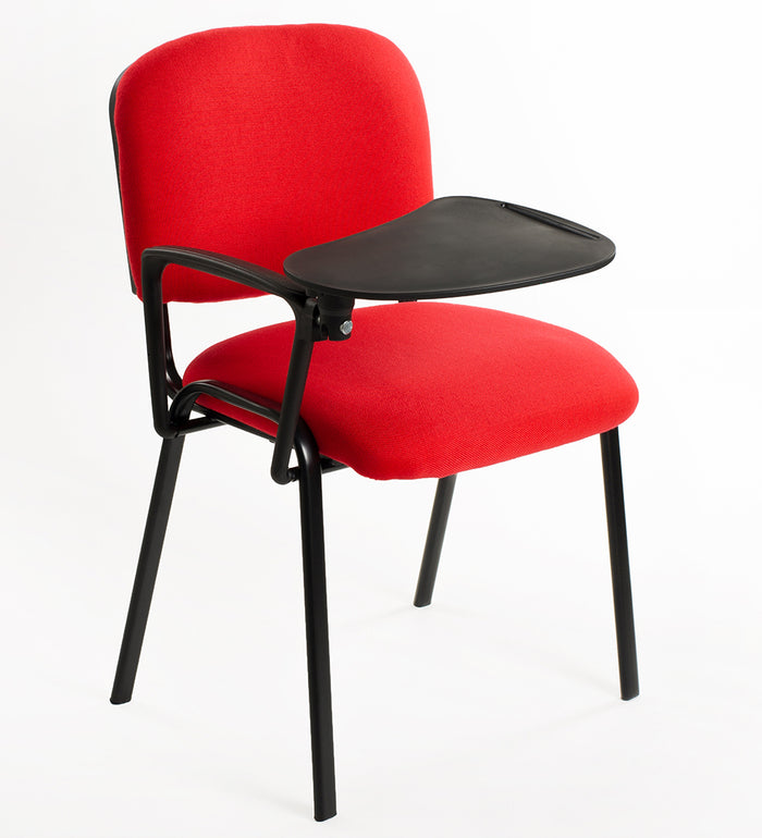 Set di 6 sedie Impilabili in Tessuto Rosso  con Ribaltina scrittoio tavoletta per studio sala conferenza convegni