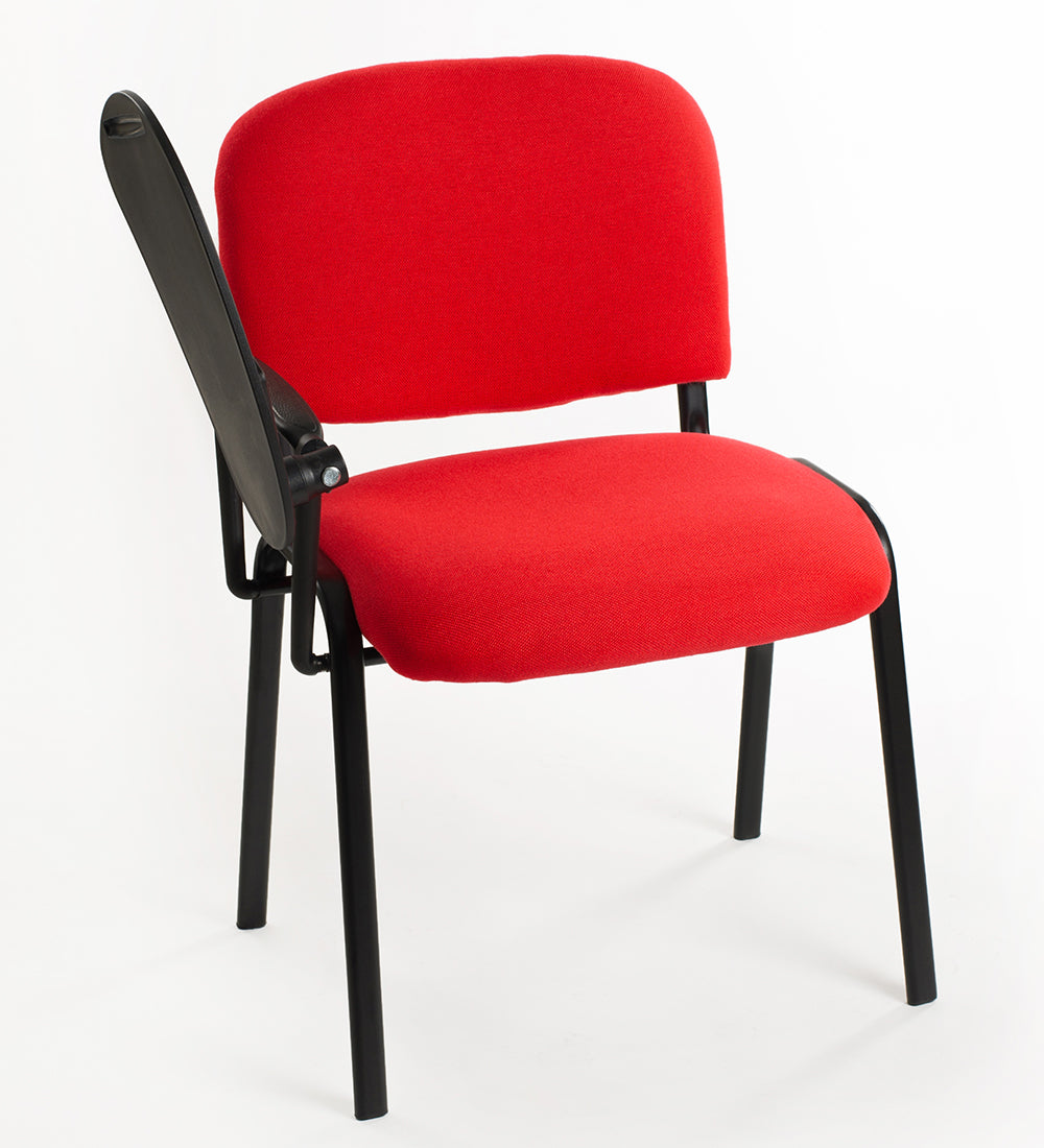 Set di 6 sedie Impilabili in Tessuto Rosso  con Ribaltina scrittoio tavoletta per studio sala conferenza convegni
