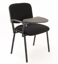 Set di 6 sedie Impilabili in Tessuto Nero con Ribaltina scrittoio tavoletta per studio sala conferenza convegni