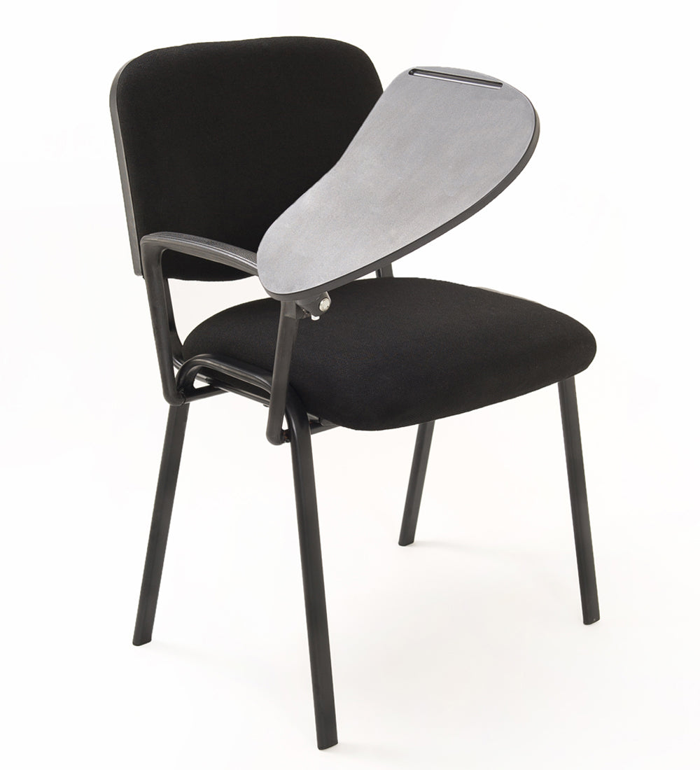 Set di 6 sedie Impilabili in Tessuto Nero con Ribaltina scrittoio tavoletta per studio sala conferenza convegni