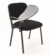 Set di 6 sedie Impilabili in Tessuto Nero con Ribaltina scrittoio tavoletta per studio sala conferenza convegni