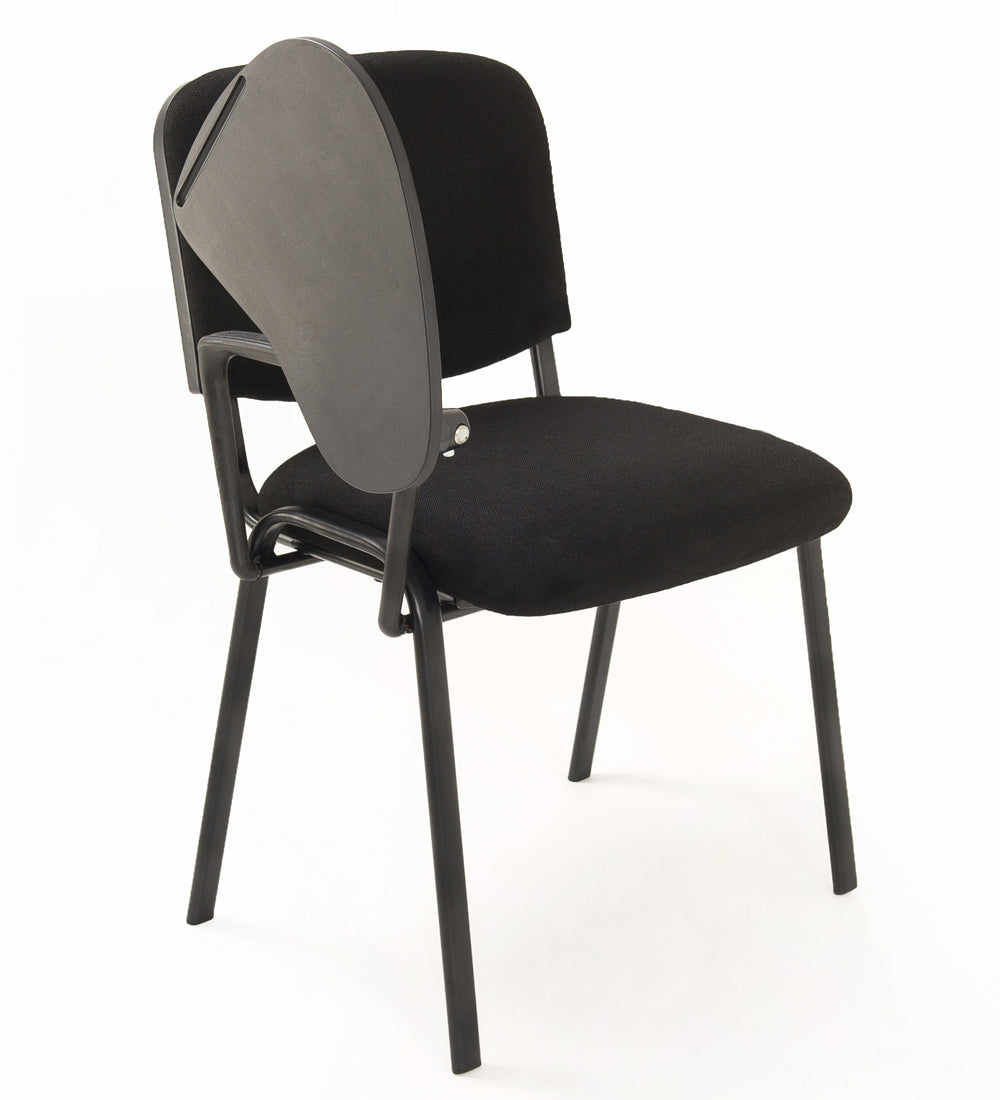 Set di 6 sedie Impilabili in Tessuto Nero con Ribaltina scrittoio tavoletta per studio sala conferenza convegni