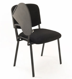 Set di 6 sedie Impilabili in Tessuto Nero con Ribaltina scrittoio tavoletta per studio sala conferenza convegni