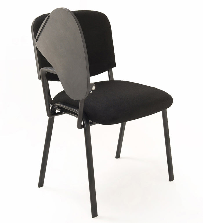 Set di 6 sedie Impilabili in Tessuto Nero con Ribaltina scrittoio tavoletta per studio sala conferenza convegni