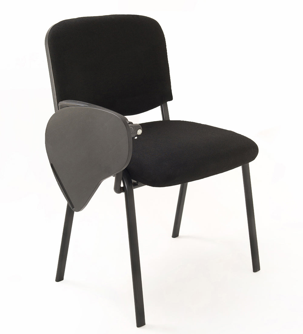 Set di 6 sedie Impilabili in Tessuto Nero con Ribaltina scrittoio tavoletta per studio sala conferenza convegni