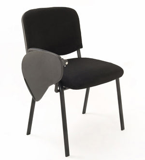 Set di 6 sedie Impilabili in Tessuto Nero con Ribaltina scrittoio tavoletta per studio sala conferenza convegni