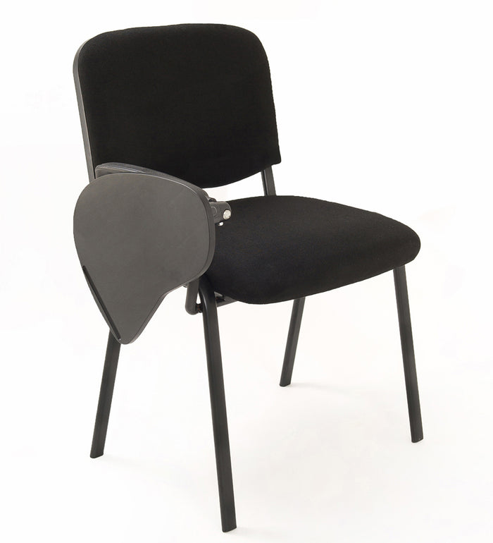 Set di 6 sedie Impilabili in Tessuto Nero con Ribaltina scrittoio tavoletta per studio sala conferenza convegni