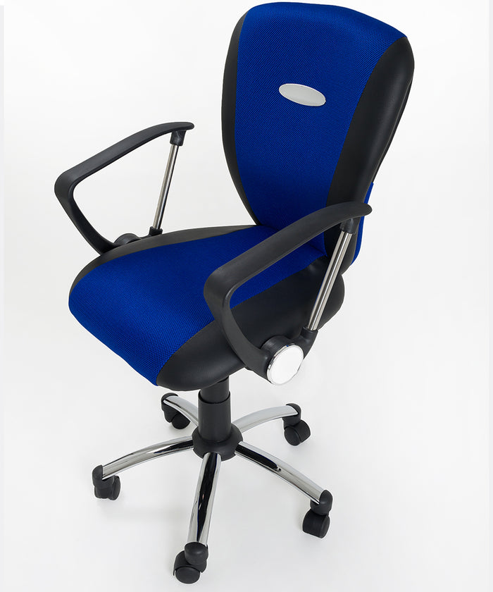 Sedia Girevole poltrona direzionale Operativa da Ufficio in Mesh Colore Nero e Blu Modello Smart