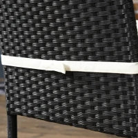 Set da Giardino con Tavolo e 4 Sedie da Esterno in Acciaio e Rattan PE, Nero
