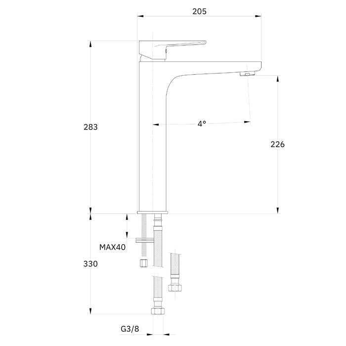 Miscelatore rubinetto africa per lavabo con bocca alta ottone nero opaco bagno *** confezione 1