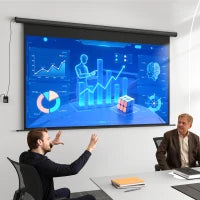 Telo per Proiettore 120" 16:9 Motorizzato con Telecomando, Fissaggio a Muro e Soffitto, Nero