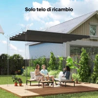 Tettuccio di Ricambio per Gazebo da Giardino con 10 Fori, Copertura in Poliestere Traspirante, Grigio
