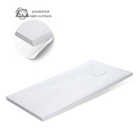 Piatto doccia bianco mineral marmo resina antiscivolo h4 cm *** misure l140 x p90 x h4 cm, confezione 1