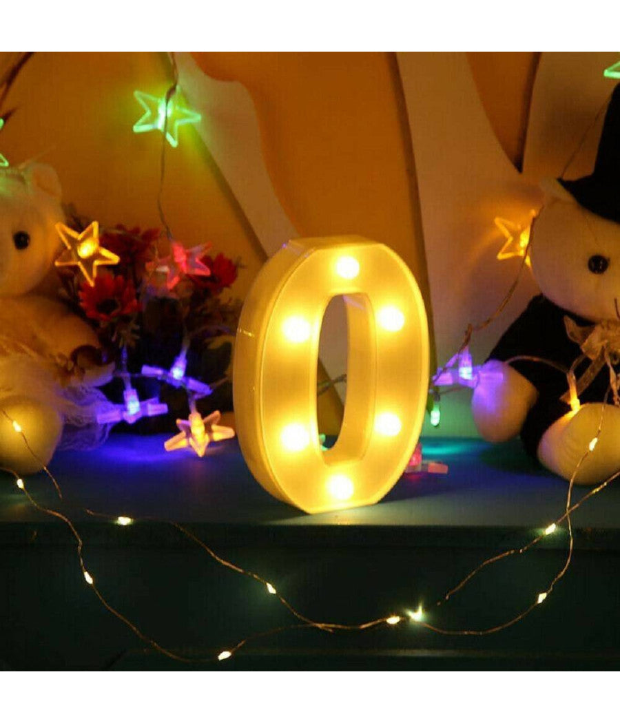 Numero 0 Luminoso Bianco A Led Decoro Per Eventi Feste Luce Calda 3000k 16x3cm         