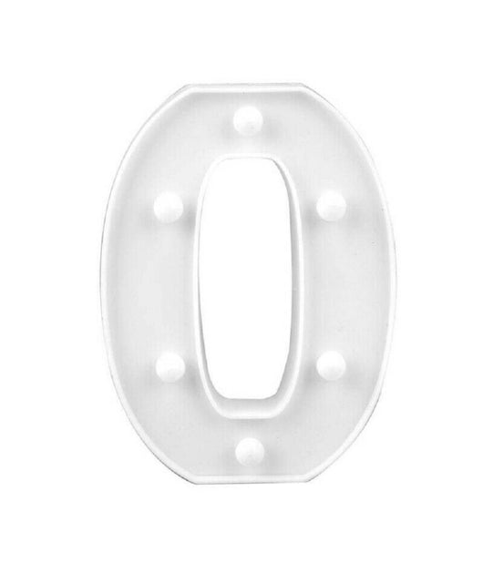 Numero 0 Luminoso Bianco A Led Decoro Per Eventi Feste Luce Calda 3000k 16x3cm         