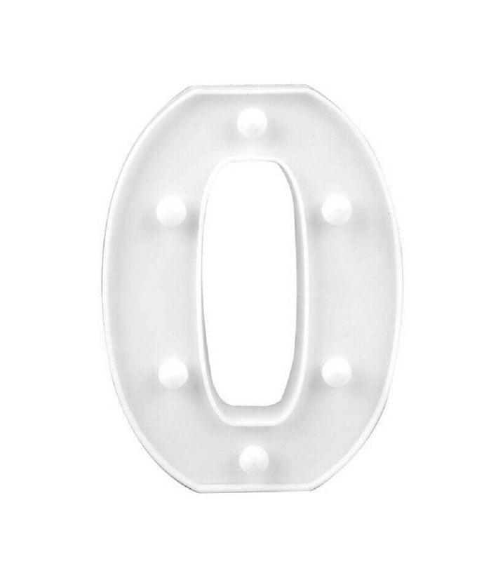 Numero 0 Luminoso Bianco A Led Decoro Per Eventi Feste Luce Calda 3000k 16x3cm         