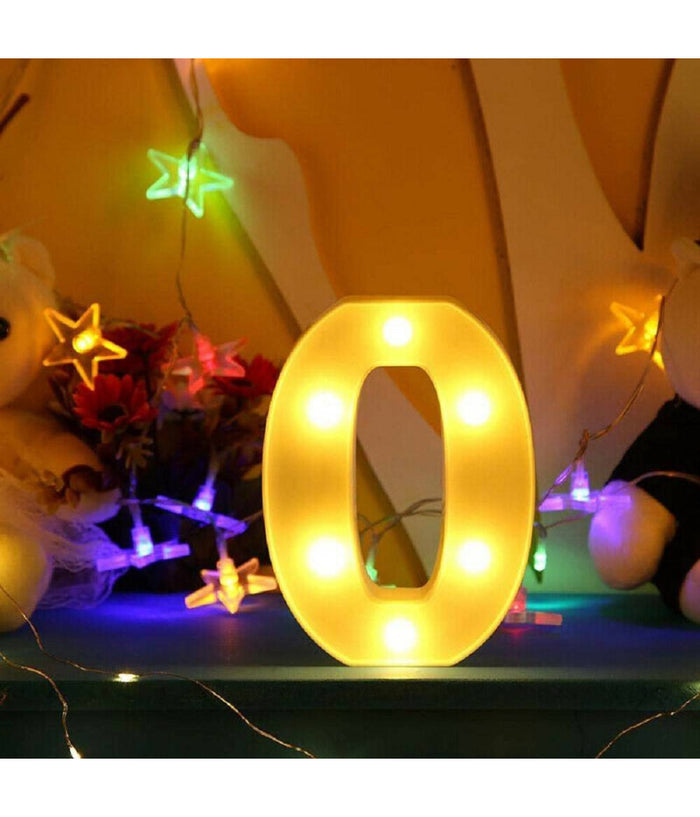Numero 0 Luminoso Bianco A Led Decoro Per Eventi Feste Luce Calda 3000k 16x3cm         
