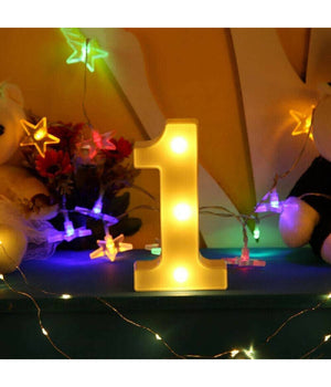 Numero 1 Luminoso Bianco A Led Decoro Per Eventi Feste Luce Calda 3000k 16x3cm         