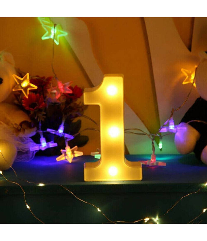 Numero 1 Luminoso Bianco A Led Decoro Per Eventi Feste Luce Calda 3000k 16x3cm         