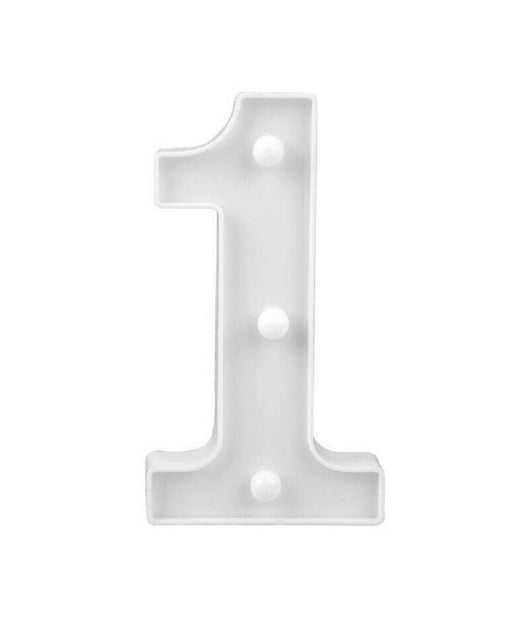 Numero 1 Luminoso Bianco A Led Decoro Per Eventi Feste Luce Calda 3000k 16x3cm         