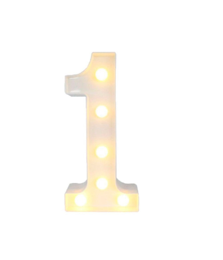 Numero 1 Luminoso Con Luci Led A Batteria Decorazioni Per La Casa Dim. 22 Cm         