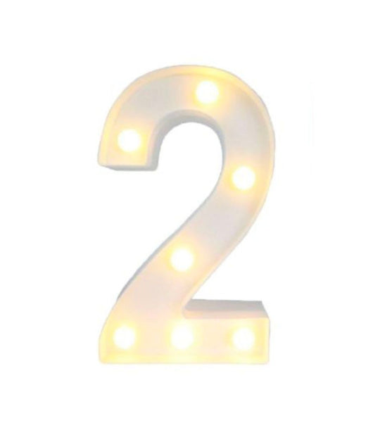 Numero 2 Luminoso Con Luci Led A Batteria Decorazioni Per La Casa Dim. 22 Cm         