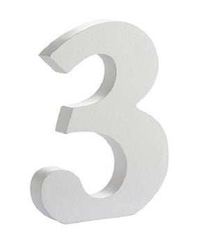 Numero 3 Legno Bianco 11cm Decorazione Confettata Matrimonio Compleanno Wedding         