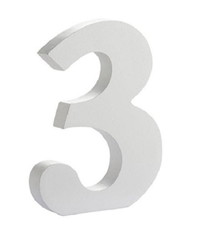 Numero 3 Legno Bianco 11cm Decorazione Confettata Matrimonio Compleanno Wedding         