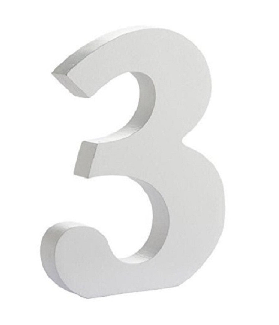 Numero 3 Legno Bianco 11cm Decorazione Confettata Matrimonio Compleanno Wedding         