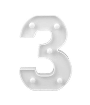 Numero 3 Luminoso Bianco A Led Decoro Per Eventi Feste Luce Calda 3000k 16x3cm         