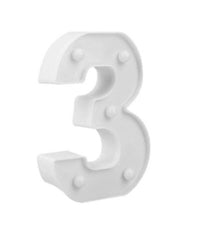 Numero 3 Luminoso Bianco A Led Decoro Per Eventi Feste Luce Calda 3000k 16x3cm         