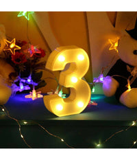 Numero 3 Luminoso Bianco A Led Decoro Per Eventi Feste Luce Calda 3000k 16x3cm         