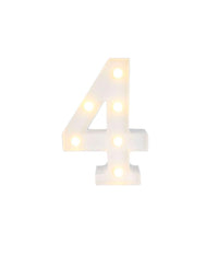 Numero 4 Luminoso Con Luci Led A Batteria Decorazioni Per La Casa Dim. 22 Cm         