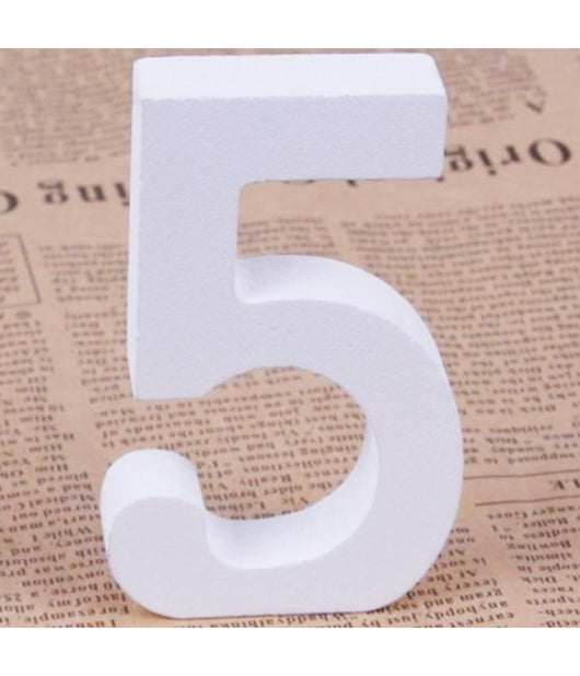 Numero 5 In Legno Bianco 11cm Decorazione Confettata Matrimonio Compleanno Promessa         
