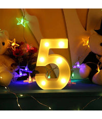 Numero 5 Luminoso Bianco A Led Decoro Per Eventi Feste Luce Calda 3000k 16x3cm         