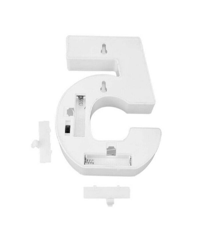 Numero 5 Luminoso Bianco A Led Decoro Per Eventi Feste Luce Calda 3000k 16x3cm         