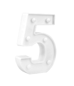 Numero 5 Luminoso Bianco A Led Decoro Per Eventi Feste Luce Calda 3000k 16x3cm         