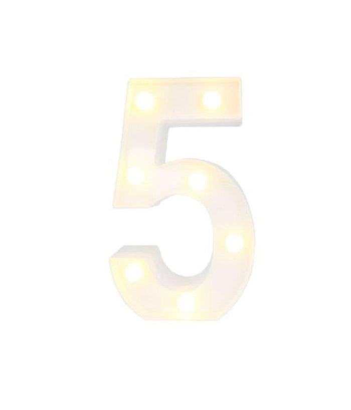 Numero 5 Luminoso Con Luci Led A Batteria Decorazioni Per La Casa Dim. 22 Cm         